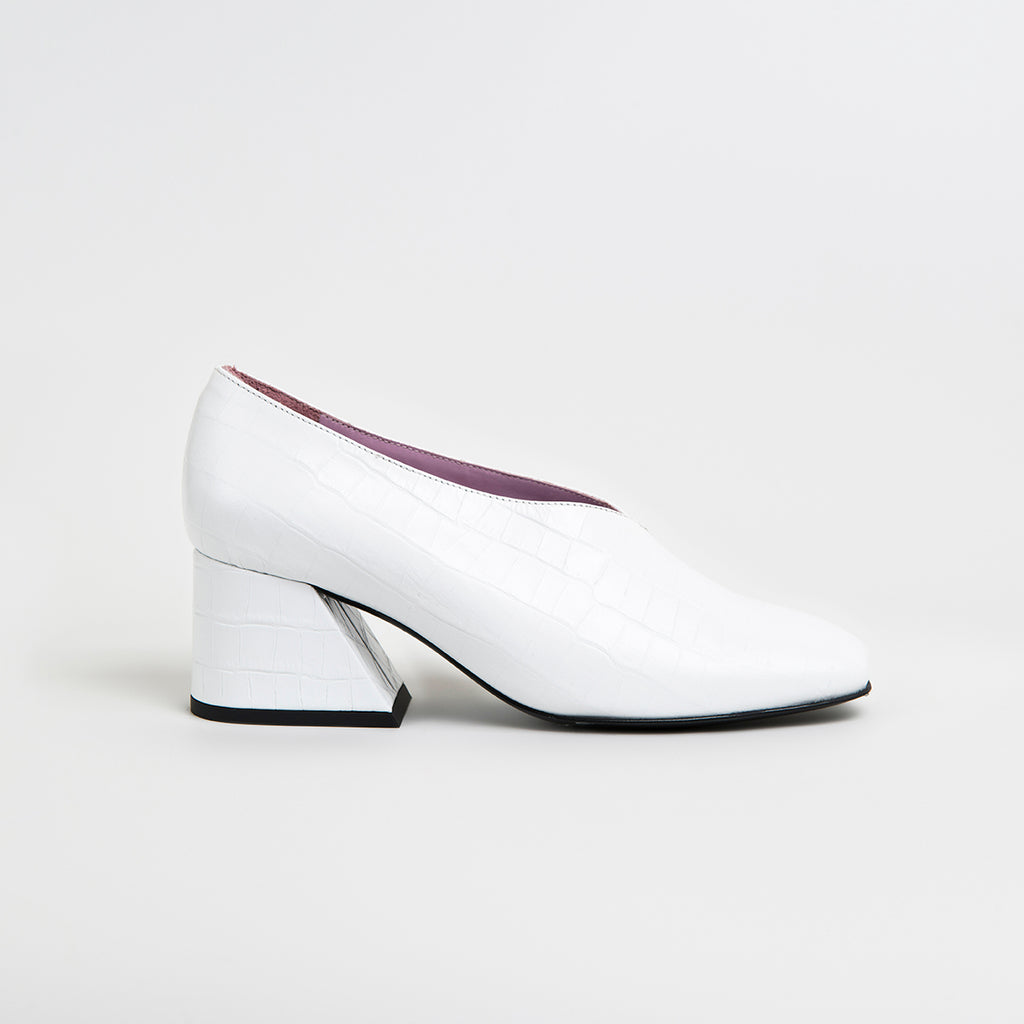 DALE - White Leather Pumps