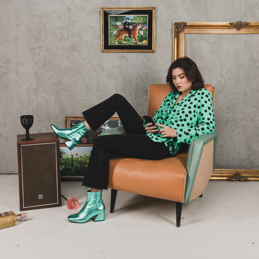 GALAXY Emerald Green Metallic Boots