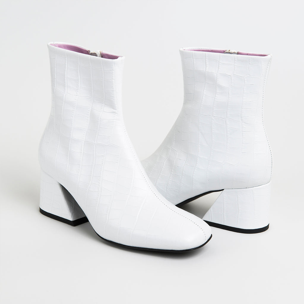DORIC - White Leather Boots
