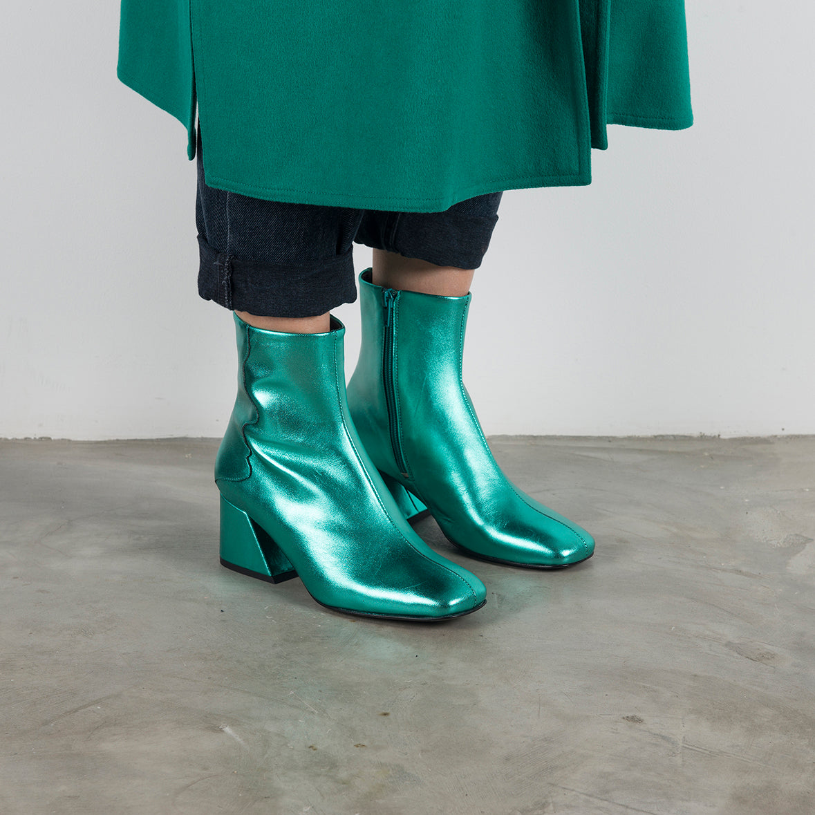 Metallic green ankle boots new arrivals